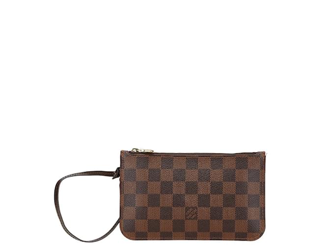 Pochete Acessório Louis Vuitton Damier Neverfull PM Marrom Couro Plástico  ref.2040126