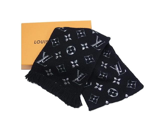 Louis Vuitton Monogram Echarpe Mania Shine Scarf Black Silk Polyester Wool  ref.2040188