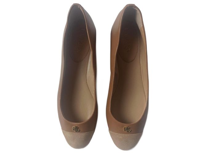 Sapatilhas Ralph Lauren de couro bege