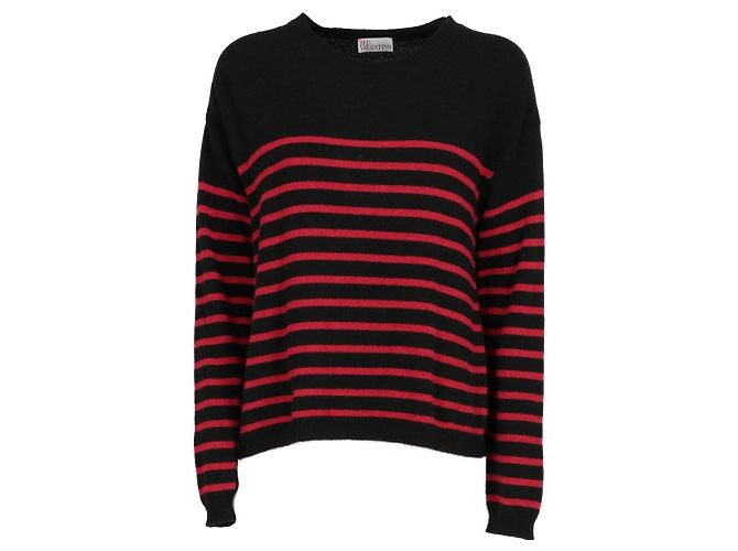 Red Valentino Valentino Bicolor gestreifter Wollpullover - 2000er Schwarz Rot Sand