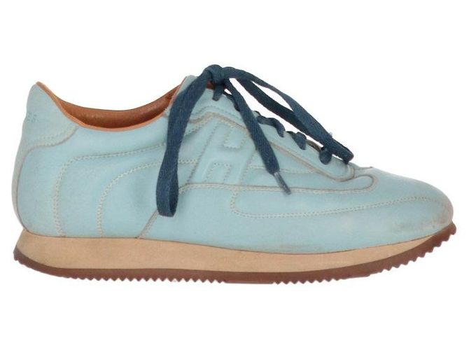 Hermès Light Blue Leather Sneakers - 2000s Light brown