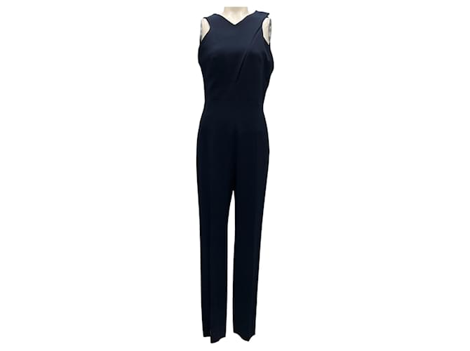 Roland Mouret The Row Navy Blue / Black Crepe Jumpsuit Viscose  ref.2040460