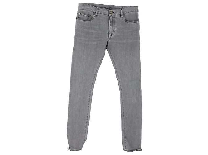 Jeans Slim Fit Saint Laurent em denim de algodão cinza