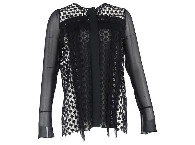Blusa de poliéster preta com renda Chloé Preto