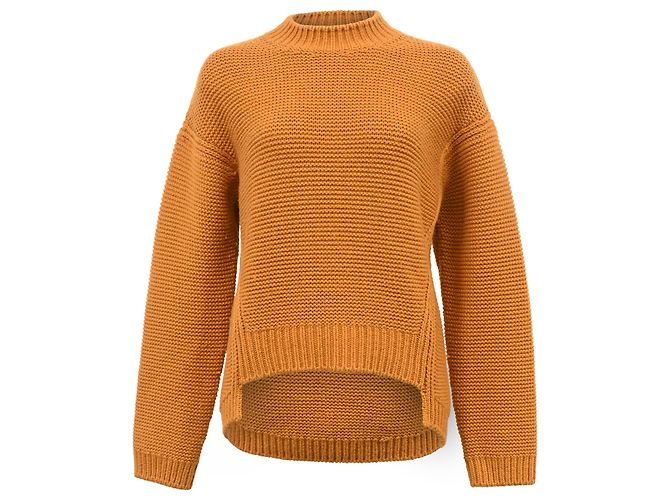 Hermès Strickpullover mit Stehkragen aus brauner Wolle Rot
