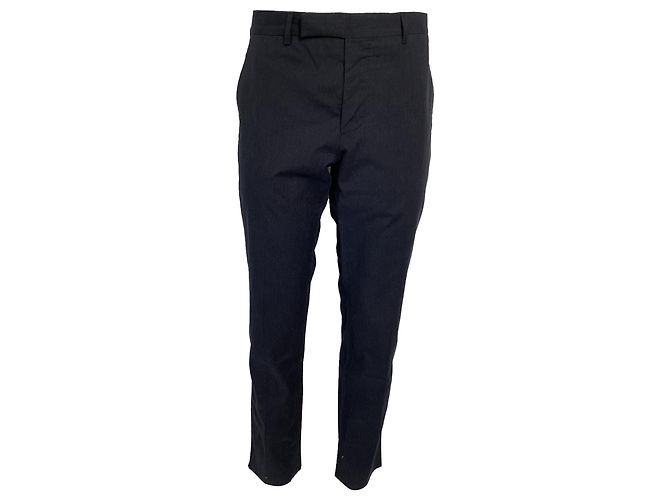 Prada Pinstripe Straight-Leg Trousers in Navy Blue Wool