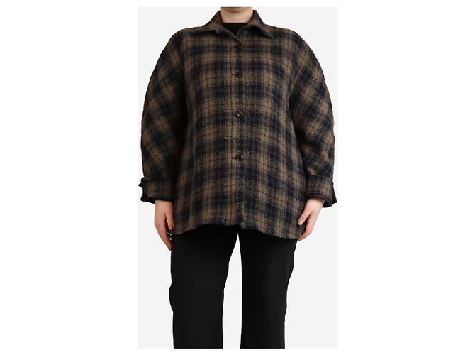 Autre Marque Brown check padded overshirt - size M