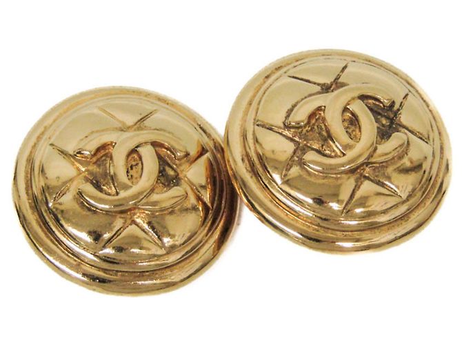 Orecchini vintage a clip COCO Mark Matelassé di Chanel D'oro