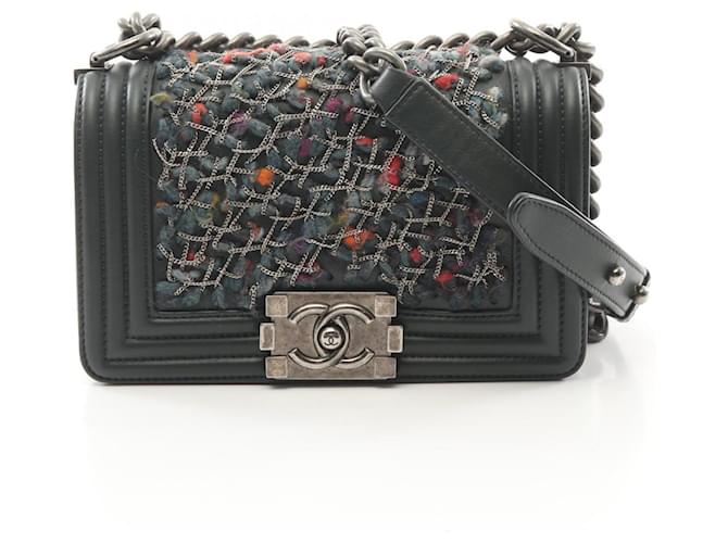 Chanel Boy Chanel Small Shoulder Bag Multiple colors Green Leather Wool  ref.2041945
