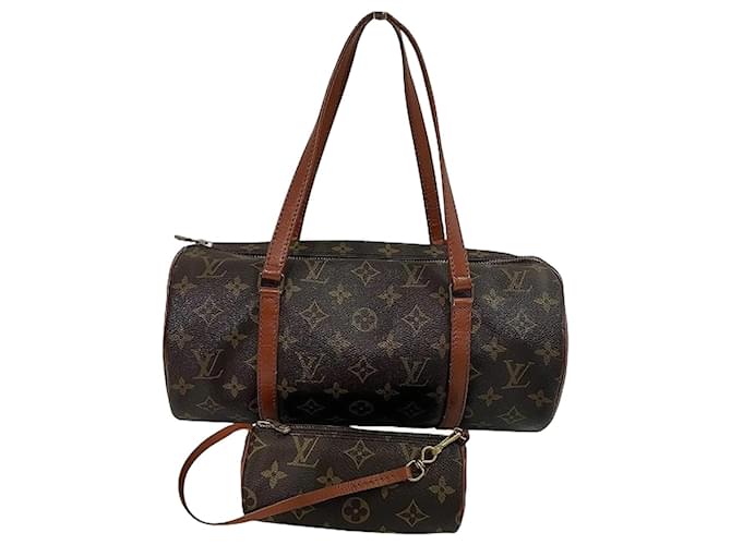 Bolsa Louis Vuitton Monogram Old Papillon 30 Marrom Monograma Couro envernizado  ref.2042216