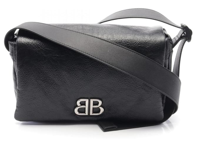 Everyday Balenciaga Monaco Flap S Shoulder Bag Black Leather  ref.2042421