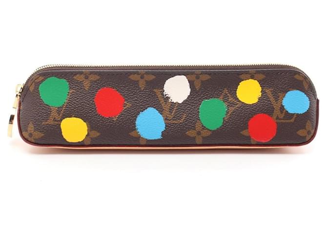 Louis Vuitton LV x YK Truth Elisabeth Painted Dot Pencil Case Brown Multiple colors Leather Plastic  ref.2042432