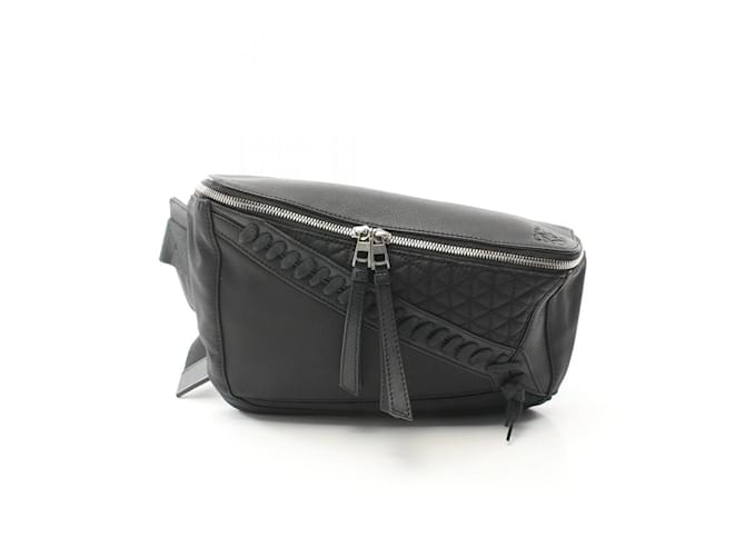 Loewe Puzzle Sling Waist Bag Black Leather Nylon  ref.2042585