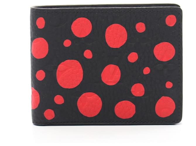 Slender Louis Vuitton x Yayoi Kusama Bi-fold Wallet Black Red Leather  ref.2042590
