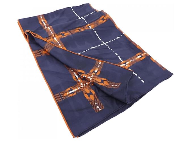 Hermès -- Navy blue Silk  ref.2042706