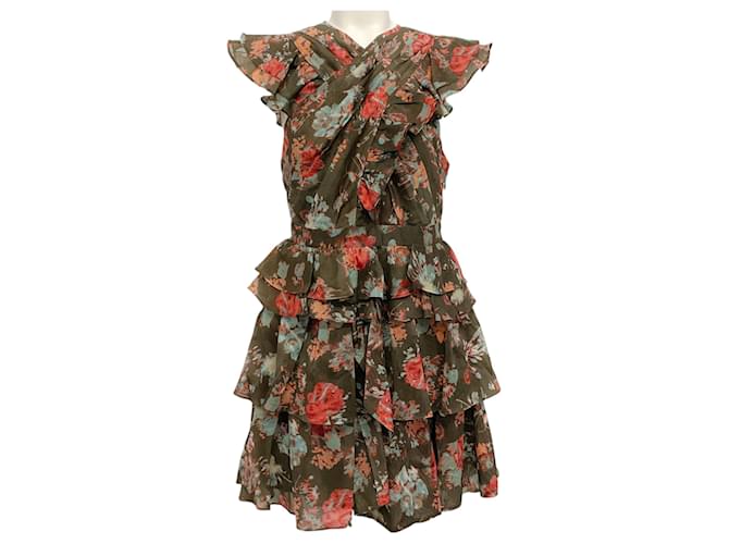 Ulla Johnson Fern Floral Sarafina Dress Brown Cotton  ref.2043416
