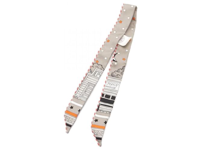 Hermès Hermes Twilly Doll Candy Paris Station Scarf Brown Multiple colors Orange Silk  ref.2043518