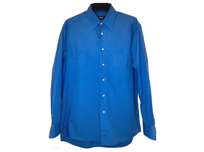 Camicia Hugo Boss azzurra in cotone da uomo M Blu
