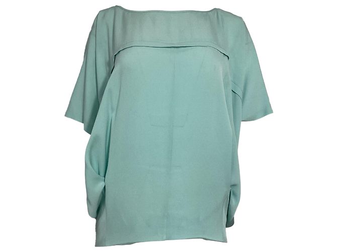 Blusa de manga corta Diane von Furstenberg en seda turquesa