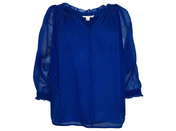 Diane von Furstenberg Bluse aus blauer Seide