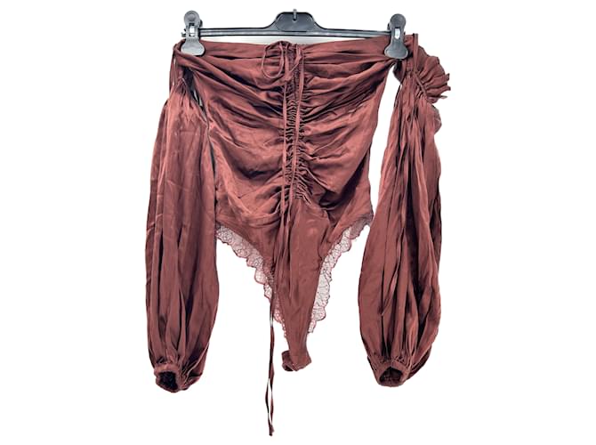 Autre Marque NON SIGNE / UNSIGNED Tops T.International XS Silk Brown  ref.2043972