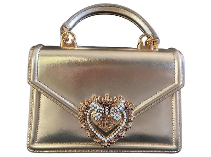 Dolce & Gabbana Devotion sac à main en cuir doré