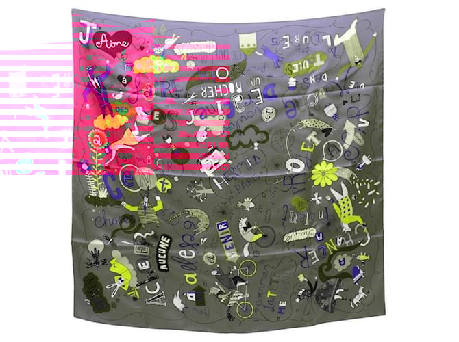 Hermès Écharpe Hermes Carré 90 Les Confessions Rose Multicolore  ref.2044344