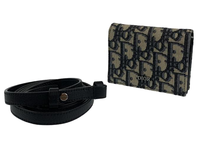 Christian Dior Dior Oblique Trotter Navy Shoulder Bag Navy blue Cloth  ref.2045124