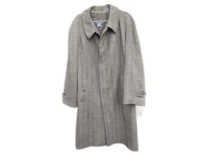 Burberry Grey Wool Coat Men