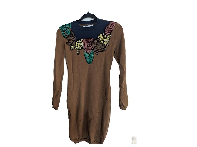 Jc De Castelbajac Castelbajac wool dress Brown