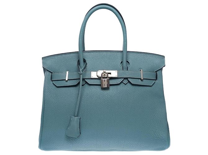 Hermès HERMES Birkin 30 Bag in Blue Leather - 102504