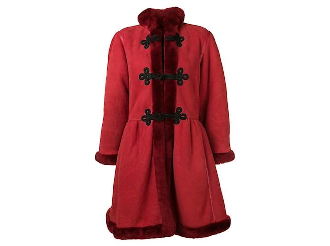 Autre Marque Mario Borsato Red Shearling Coat  ref.2045944