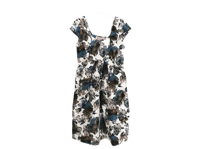 Vestido floral Primrose azul e marrom Marni Primavera 2007