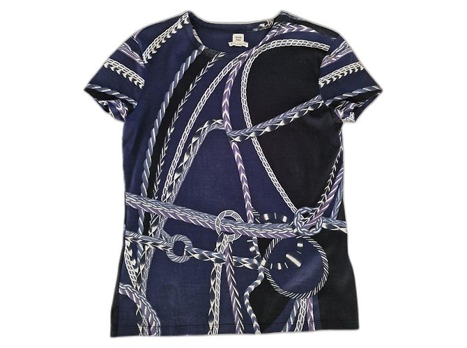 T-shirt Hermès in cotone blu navy
