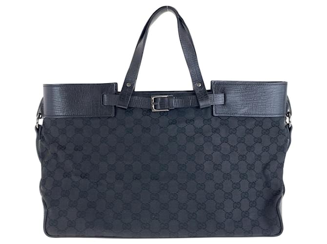 Gucci Black GG Canvas Leather Tote Bag Cloth  ref.2046528