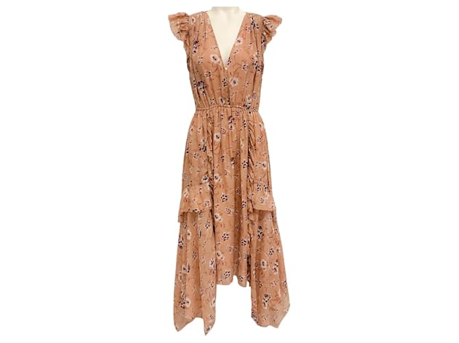Ulla Johnson Neutral Floral Silk Ciel Dress Beige  ref.2046682