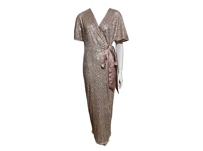 Jenny Packham Gold sequinned maxi wrap dress Golden Metallic