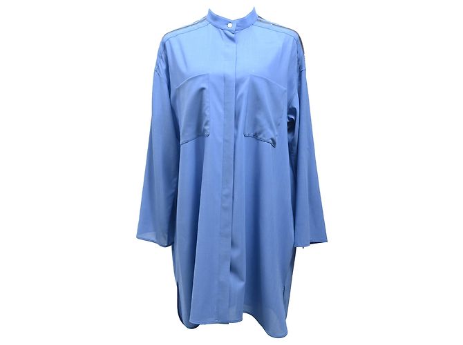 Abito camicia midi oversize di Hermès in lana blu Blu chiaro