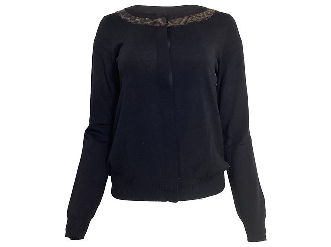 Cardigan con bottone sicuro Saint Laurent in lana nera Nero