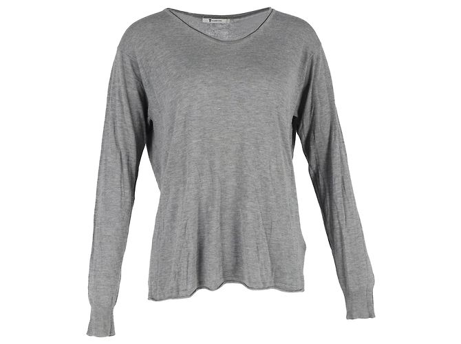Camiseta de manga larga con cuello redondo Alexander Wang en algodón gris