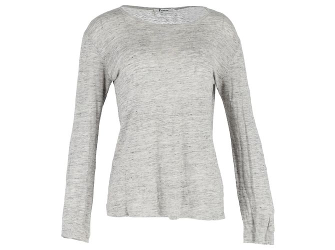T-shirt a maniche lunghe con scollo rotondo Alexander Wang in cotone grigio