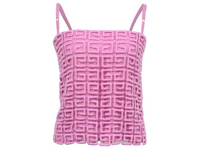 Givenchy Guipure 4g Camisole Blouse in Pink Wool Brown