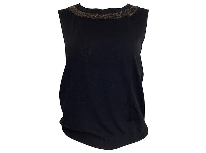 Stricktop aus schwarzer Wolle von Saint Laurent