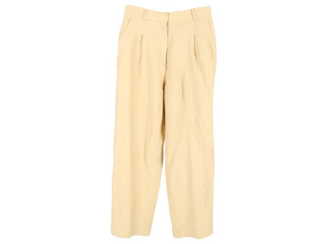 Sandro Paris Wide-Leg Trousers in Yellow Cotton