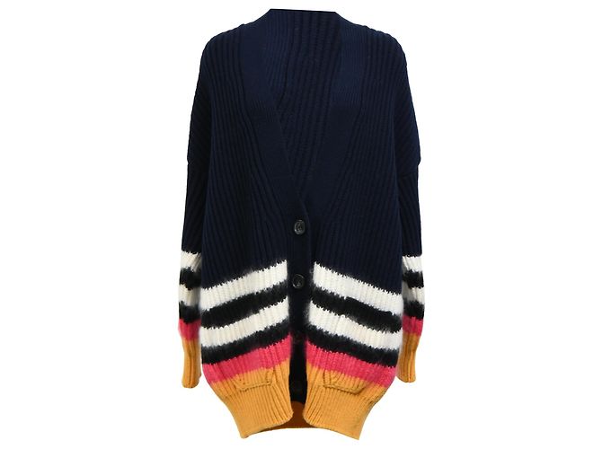 Autre Marque Gestreifter oversized Cardigan aus mehrfarbiger Wolle Nº21 Mehrfarben