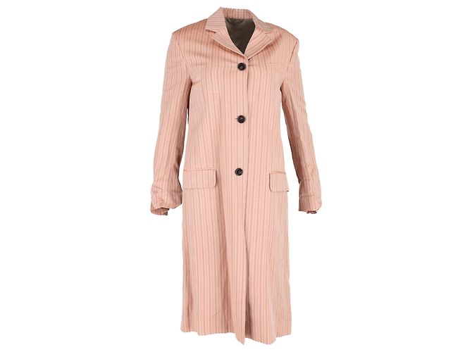 Acne Studios Striped Single-Breasted Coat in Peach Linen