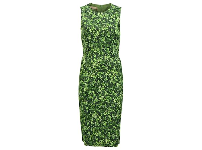 Michael Kors Printed Sheath Dress in Green Cotton  ref.2046973
