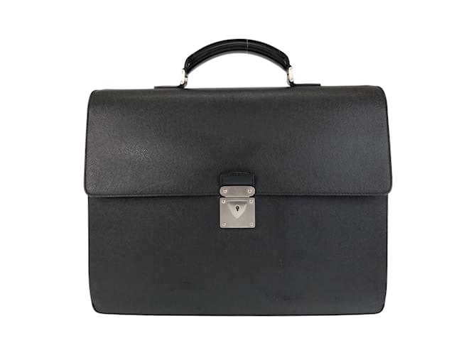 Louis Vuitton Taiga Robusto 1 Briefcase Black Grey Leather  ref.2047156