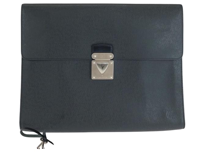 Louis Vuitton Taiga Minute Briefcase Black Grey Leather  ref.2047219