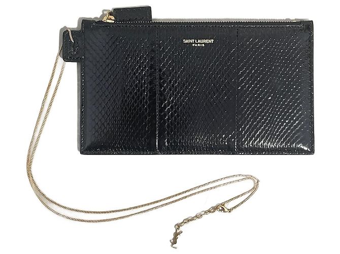 SAINT LAURENT Pochette T. Pelli esotiche Nero